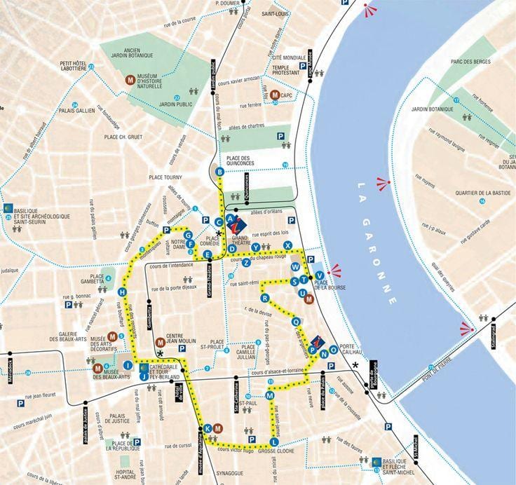 地図ボルドーの散歩ツアー