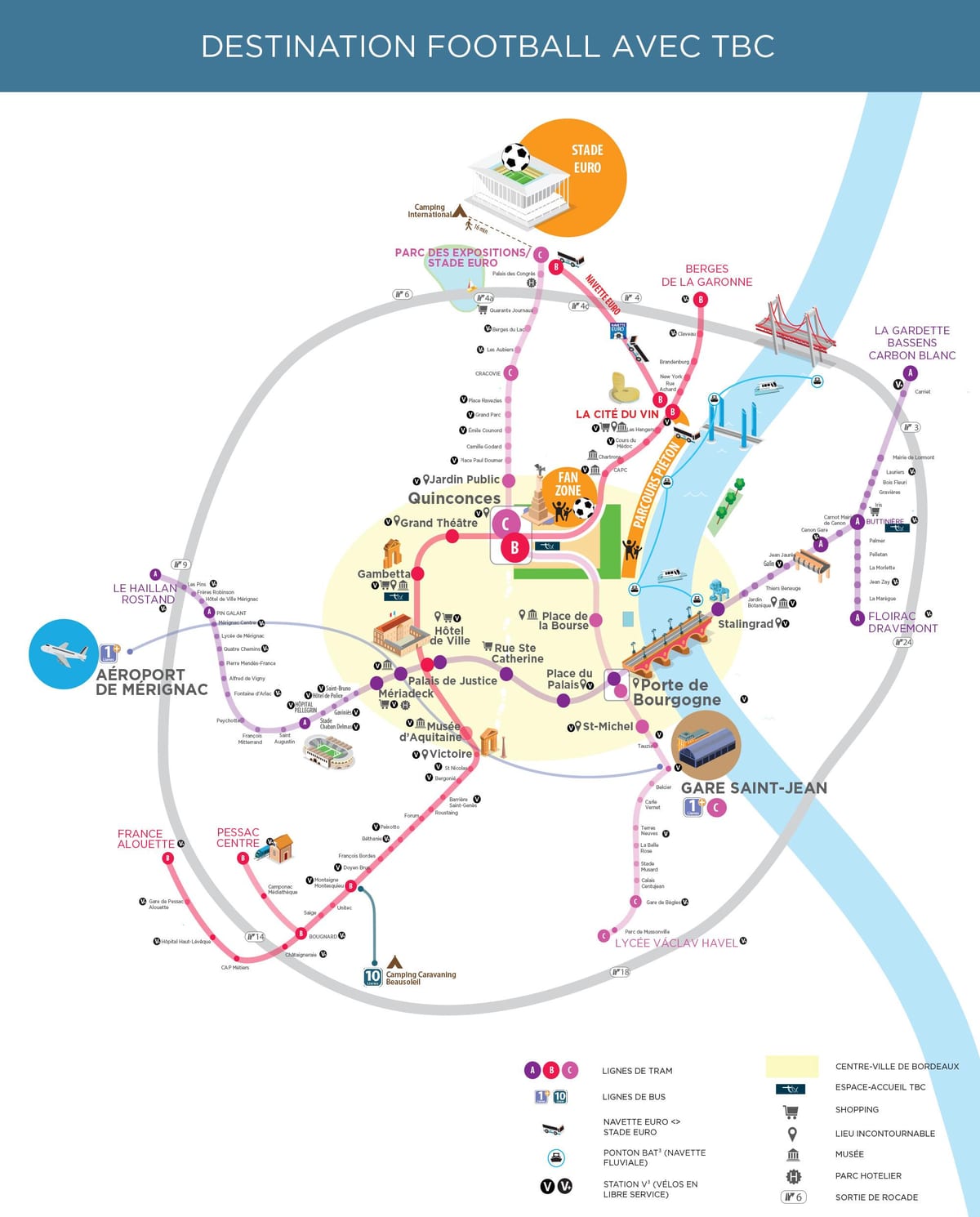ボルドーの公共交通機関地図