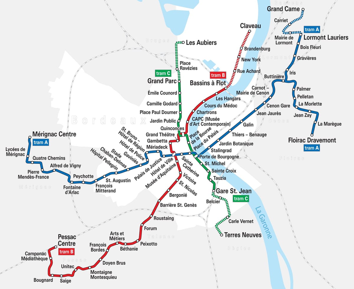 ボルドー駅での地図