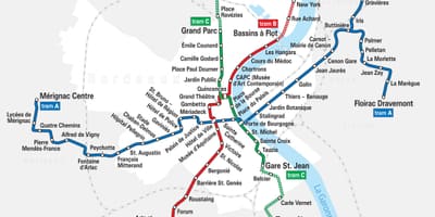 ボルドー路面電車路線図
